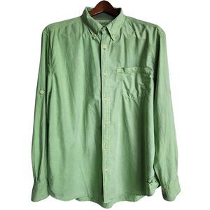 Margaritaville Men Shirt 2XL Key Lime Green Cotton Button Up Long Sleeve RollTab